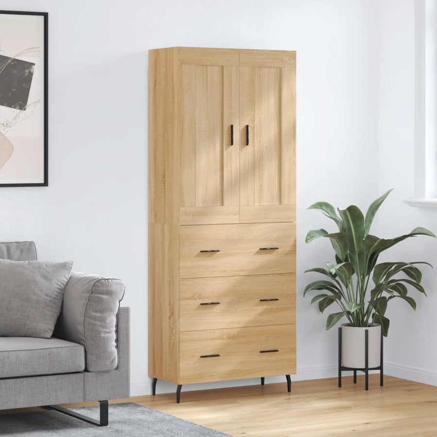 Hoge Kast 69,5X34X180 Cm Bewerkt Hout Kleurig Sonoma eiken