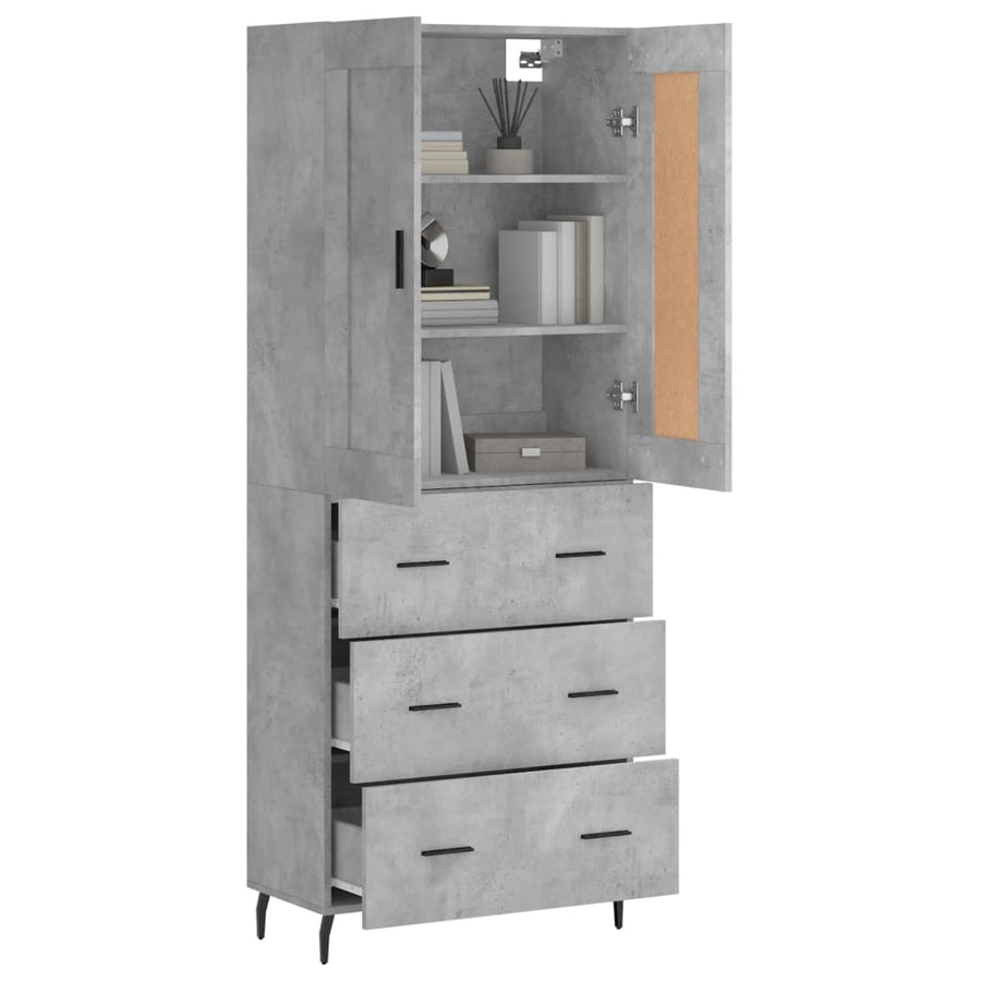 Hoge Kast 69,5X34X180 Cm Bewerkt Hout Betongrijs