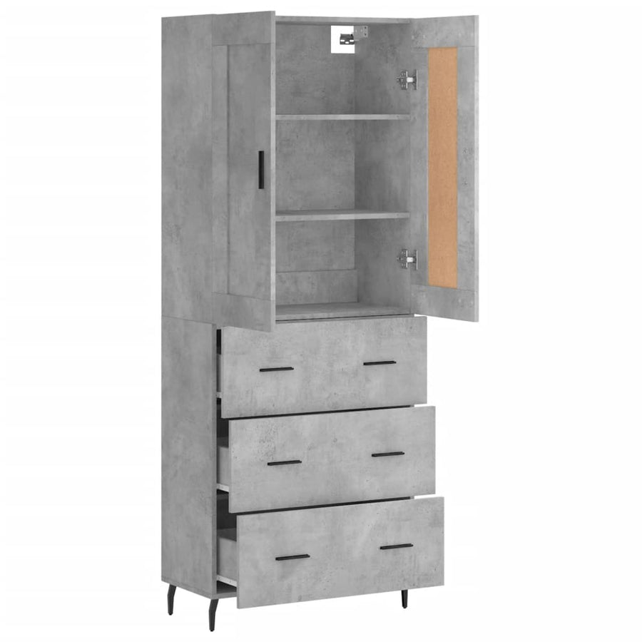 Hoge Kast 69,5X34X180 Cm Bewerkt Hout Betongrijs