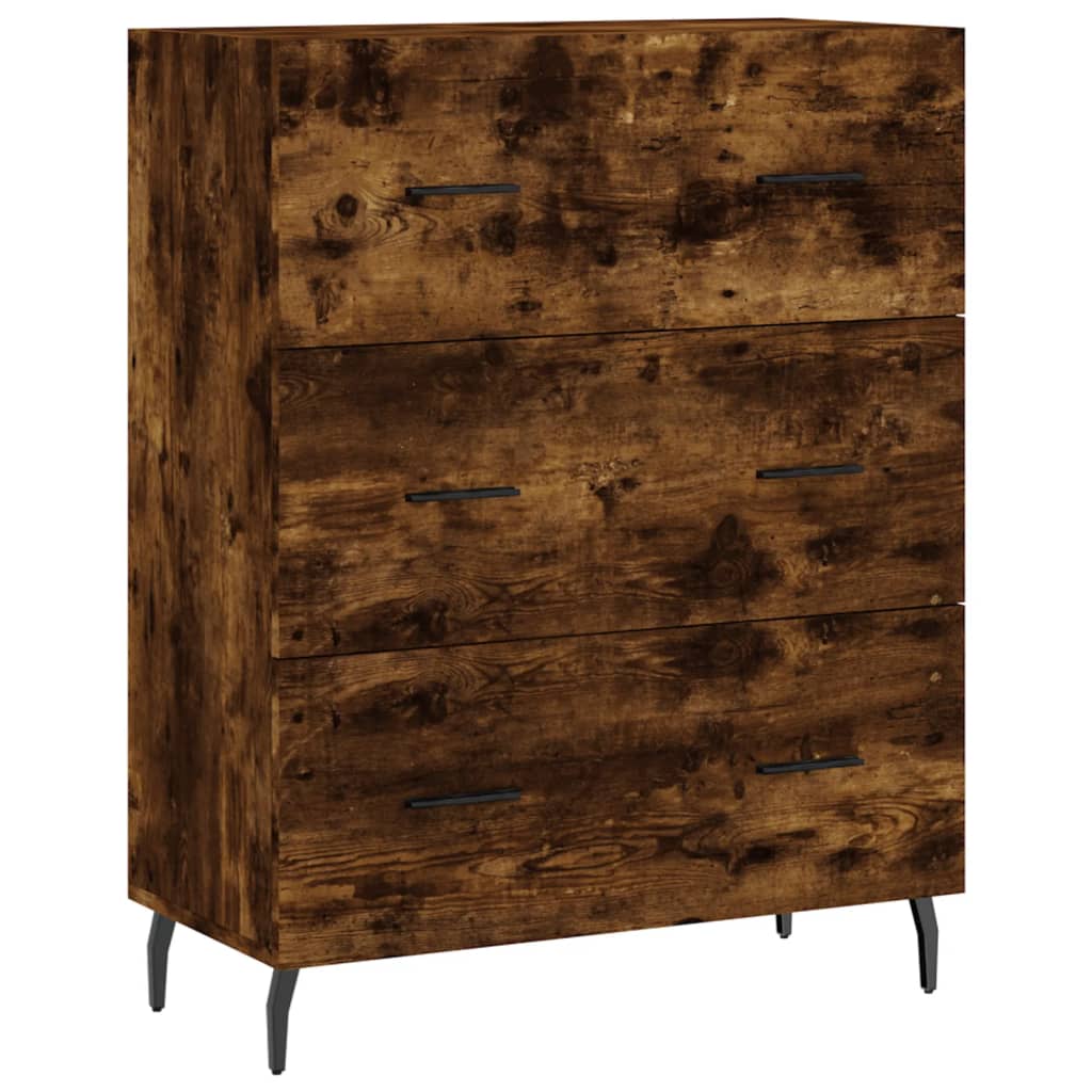 Hoge Kast 69,5X34X180 Cm Bewerkt Hout Kleurig Gerookt eiken