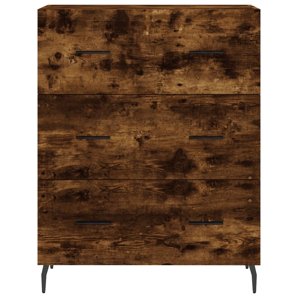Hoge Kast 69,5X34X180 Cm Bewerkt Hout Kleurig Gerookt eiken
