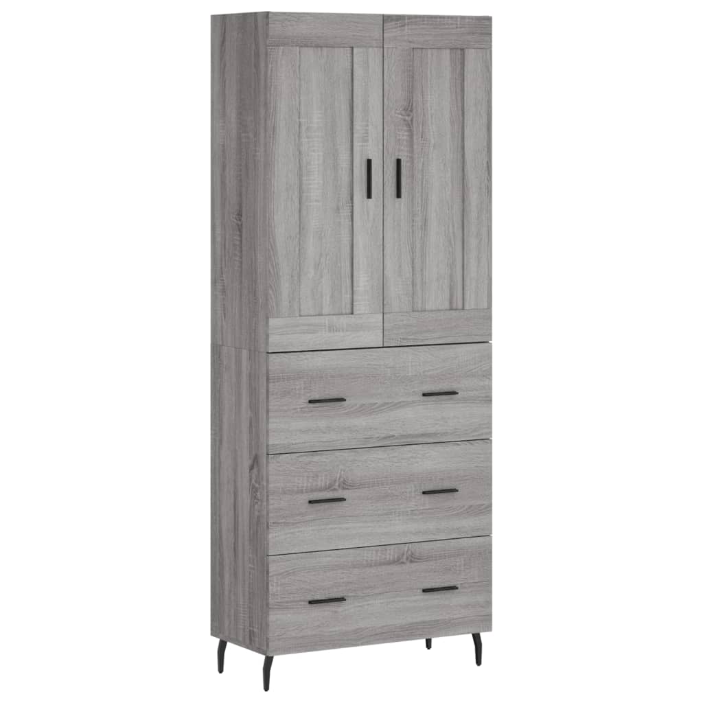 Hoge Kast 69,5X34X180 Cm Bewerkt Hout Eikenkleurig Grijs sonoma