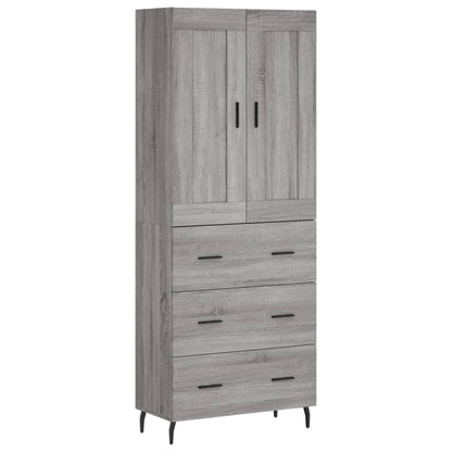 Hoge Kast 69,5X34X180 Cm Bewerkt Hout Eikenkleurig Grijs sonoma