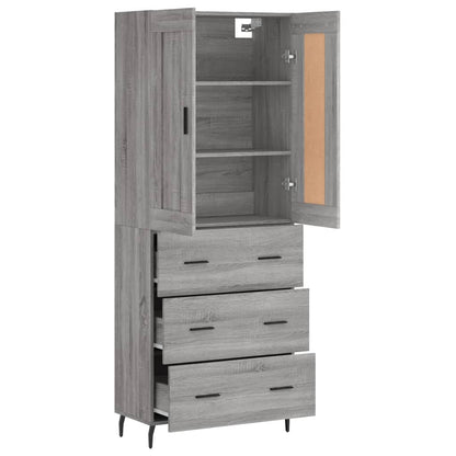 Hoge Kast 69,5X34X180 Cm Bewerkt Hout Eikenkleurig Grijs sonoma