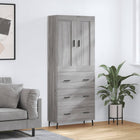 Hoge kast 69,5x34x180 cm bewerkt hout grijs