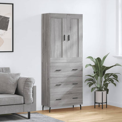 Hoge Kast 69,5X34X180 Cm Bewerkt Hout Eikenkleurig Grijs sonoma