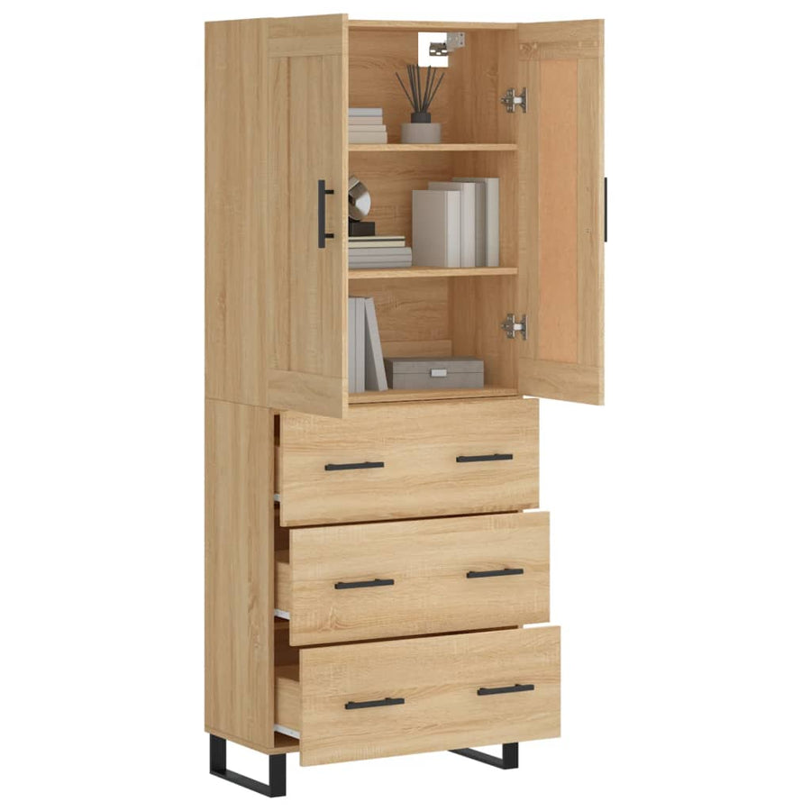 Hoge kast 69,5x34x180 cm bewerkt hout sonoma eikenkleurig