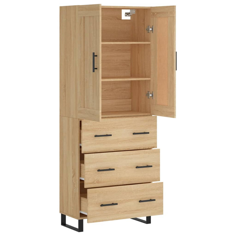Hoge kast 69,5x34x180 cm bewerkt hout sonoma eikenkleurig