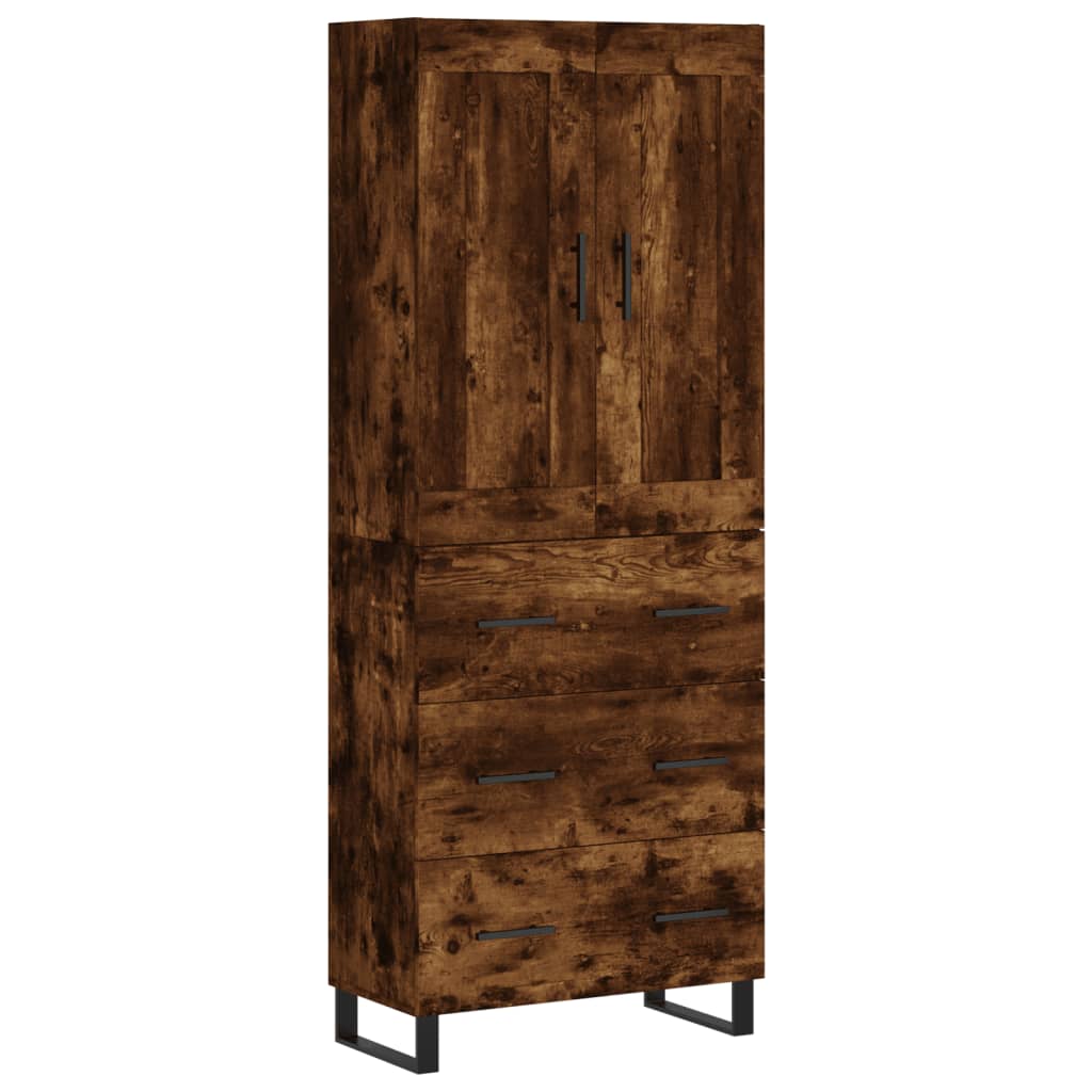 Hoge kast 69,5x34x180 cm bewerkt hout gerookt eikenkleurig
