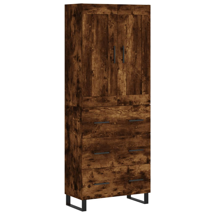 Hoge kast 69,5x34x180 cm bewerkt hout gerookt eikenkleurig