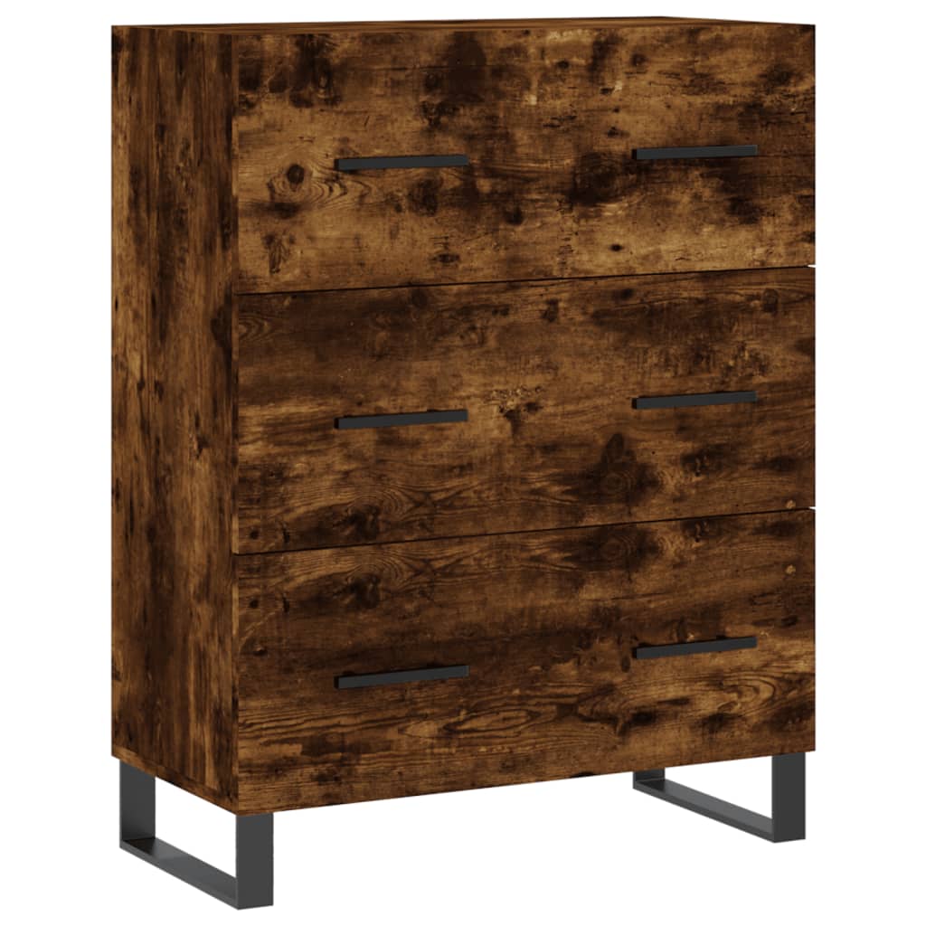 Hoge kast 69,5x34x180 cm bewerkt hout gerookt eikenkleurig