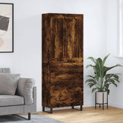 Hoge kast 69,5x34x180 cm bewerkt hout gerookt eiken