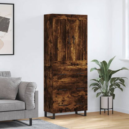 Hoge kast 69,5x34x180 cm bewerkt hout gerookt eikenkleurig