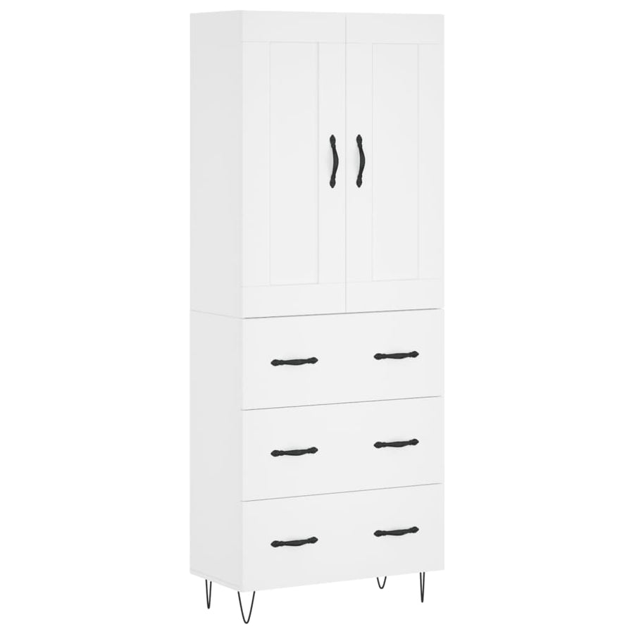 Hoge kast 69,5x34x180 cm bewerkt hout wit