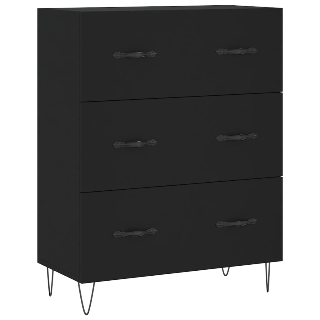 Hoge kast 69,5x34x180 cm bewerkt hout zwart