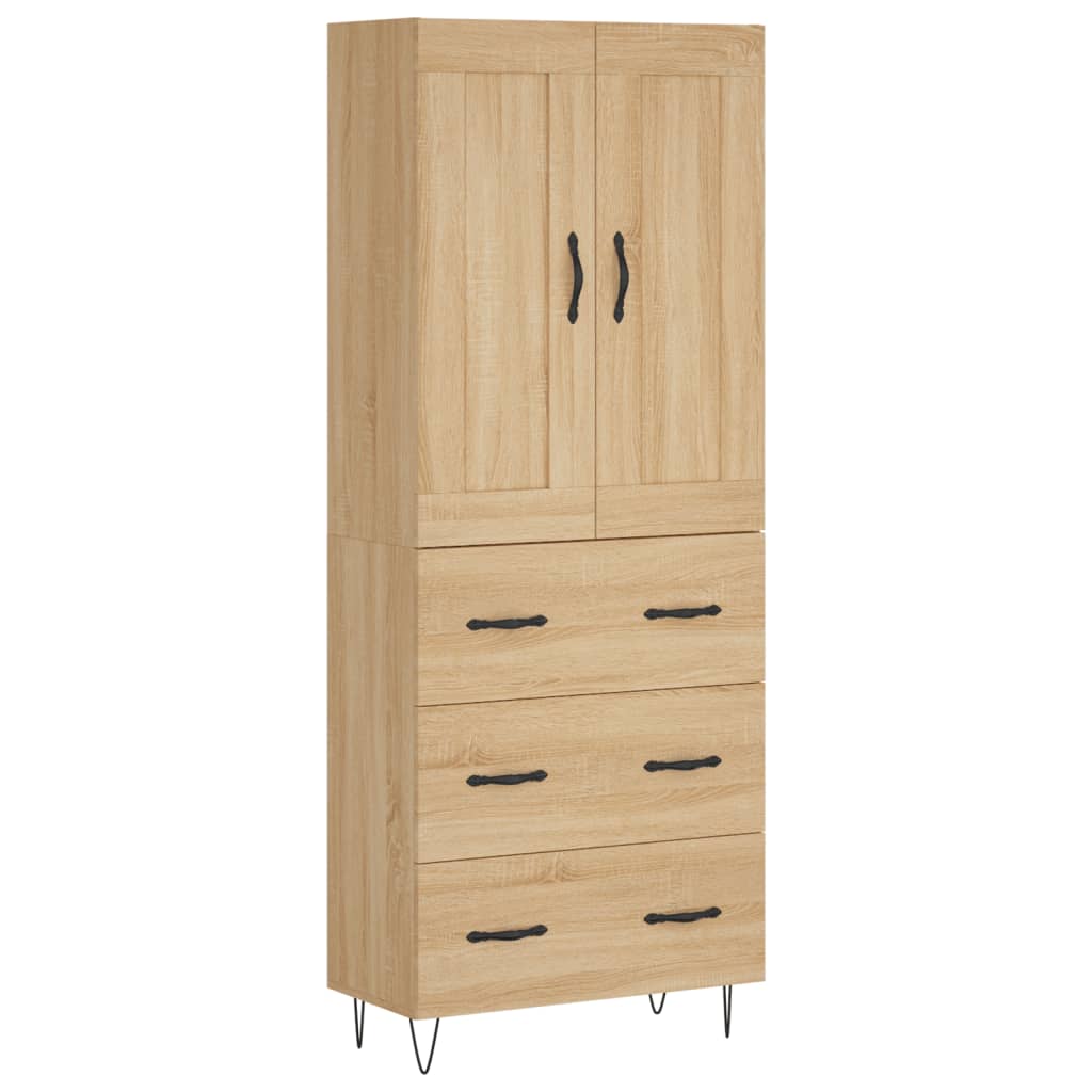 Hoge Kast 69,5X34X180 Cm Bewerkt Hout Kleurig Sonoma eiken