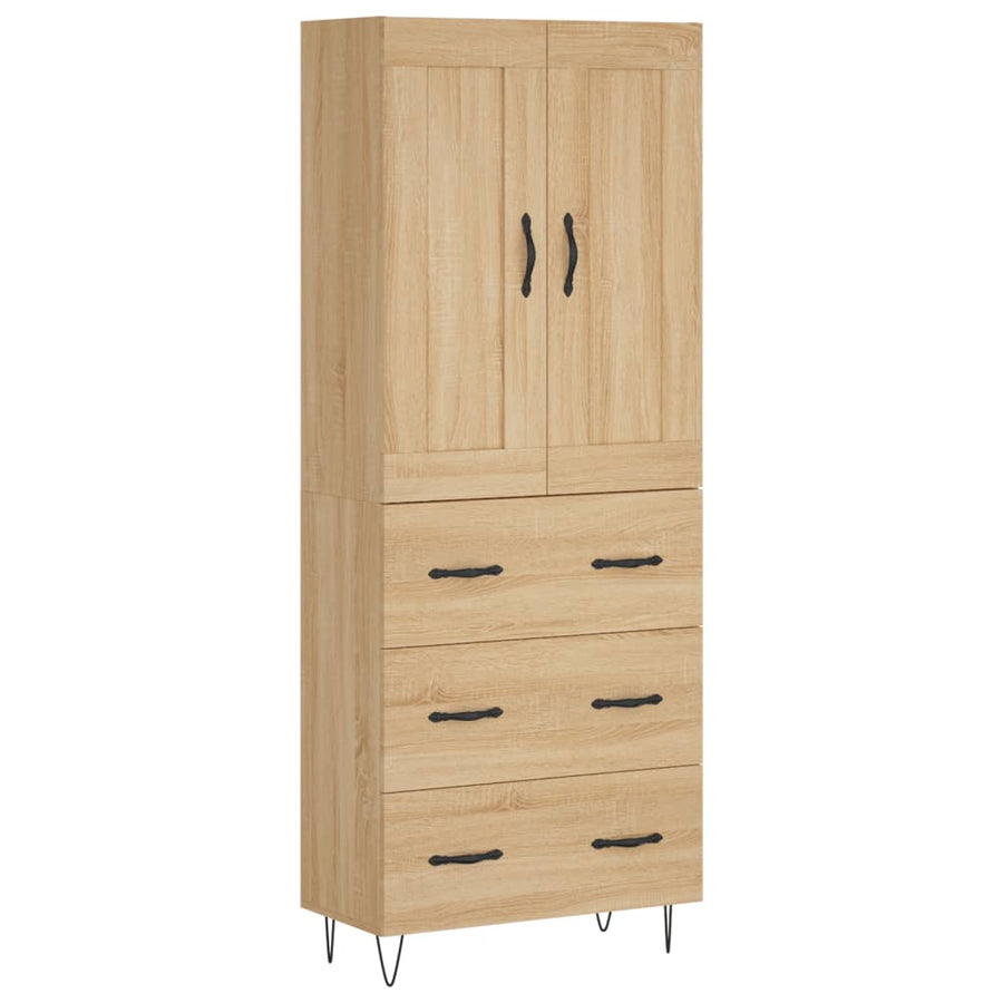 Hoge Kast 69,5X34X180 Cm Bewerkt Hout Kleurig Sonoma eiken