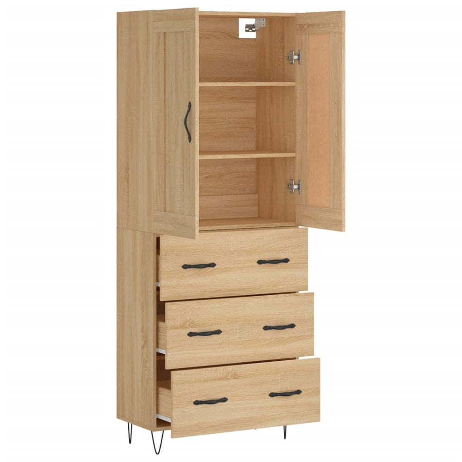 Hoge Kast 69,5X34X180 Cm Bewerkt Hout Kleurig Sonoma eiken