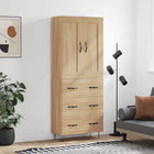 Hoge kast 69,5x34x180 cm bewerkt hout sonoma eiken
