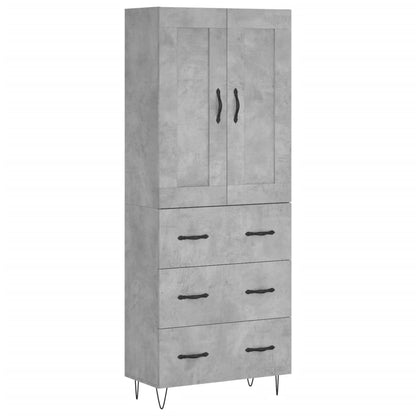 Hoge Kast 69,5X34X180 Cm Bewerkt Hout Betongrijs