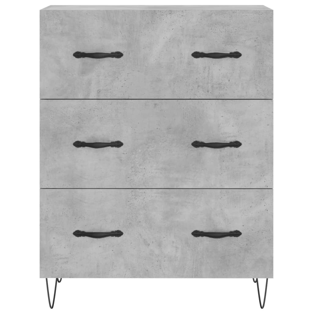 Hoge Kast 69,5X34X180 Cm Bewerkt Hout Betongrijs