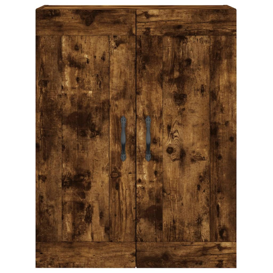 Hoge kast 69,5x34x180 cm bewerkt hout gerookt eikenkleurig