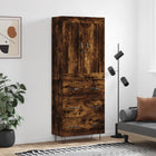 Hoge kast 69,5x34x180 cm bewerkt hout gerookt eiken