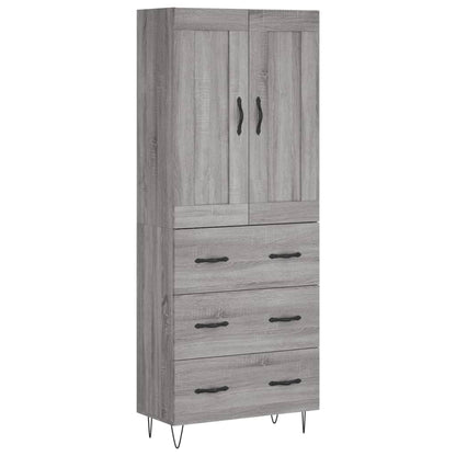 Hoge kast 69,5x34x180 cm bewerkt hout grijs sonoma eikenkleurig