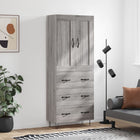 Hoge kast 69,5x34x180 cm bewerkt hout grijs