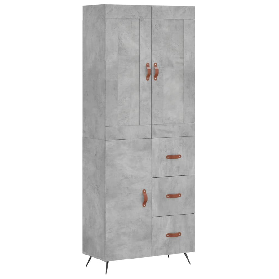 Hoge Kast 69,5X34X180 Cm Bewerkt Hout Betongrijs