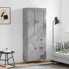 Hoge kast 69,5x34x180 cm bewerkt hout betongrijs