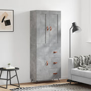 Tall cabinet 69.5x34x180 cm treated wood concrete grey