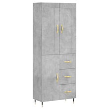 Hoge kast 69,5x34x180 cm bewerkt hout betongrijs