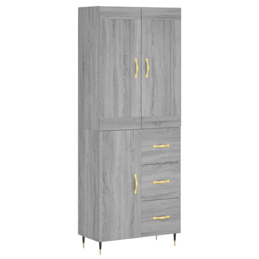 Hoge kast 69,5x34x180 cm bewerkt hout grijs sonoma eikenkleurig