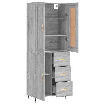 Hoge kast 69,5x34x180 cm bewerkt hout grijs sonoma eikenkleurig