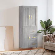 Hoge kast 69,5x34x180 cm bewerkt hout grijs