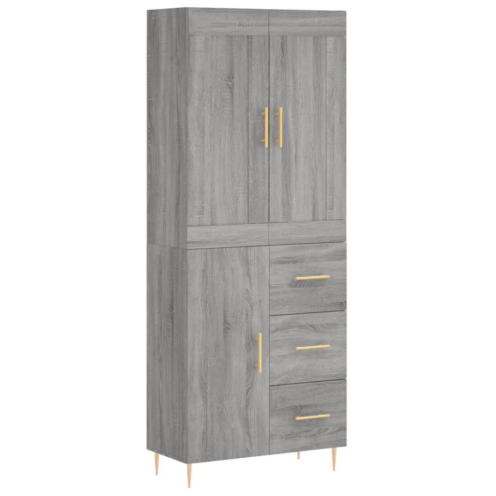 Hoge Kast 69,5X34X180 Cm Bewerkt Hout Eikenkleurig Grijs sonoma
