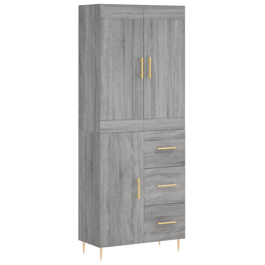 Hoge Kast 69,5X34X180 Cm Bewerkt Hout Eikenkleurig Grijs sonoma