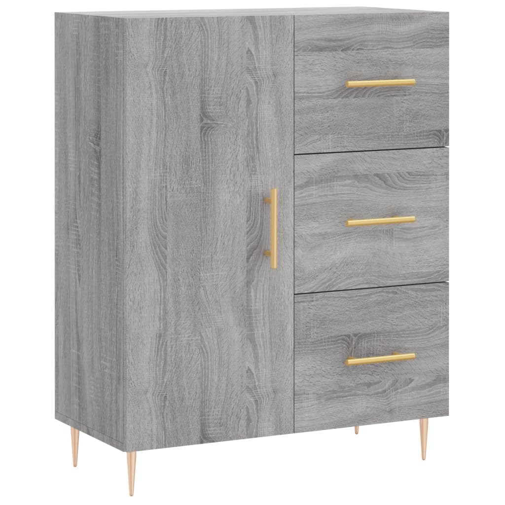 Hoge Kast 69,5X34X180 Cm Bewerkt Hout Eikenkleurig Grijs sonoma