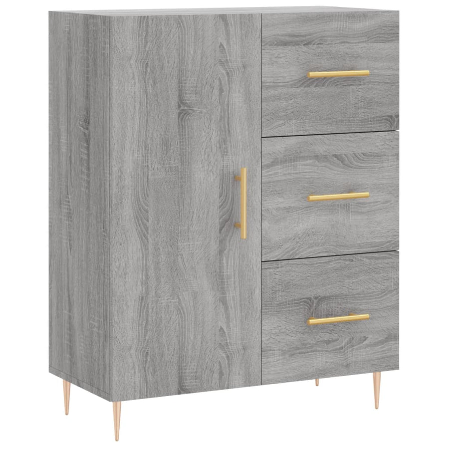 Hoge Kast 69,5X34X180 Cm Bewerkt Hout Eikenkleurig Grijs sonoma