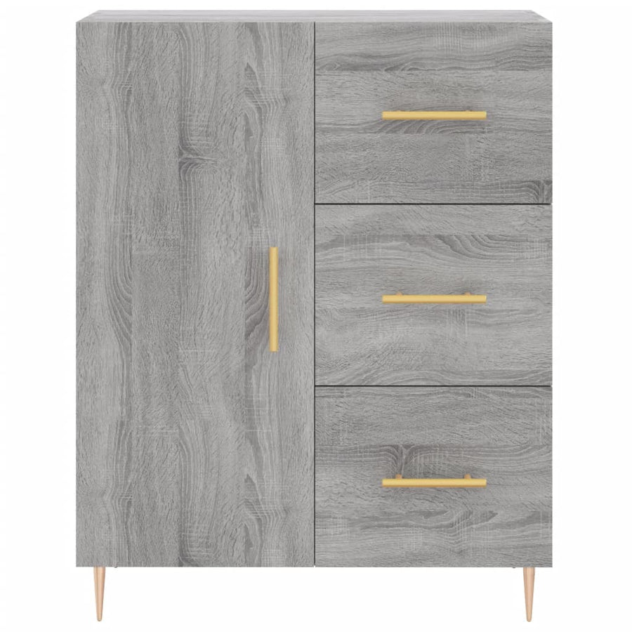 Hoge Kast 69,5X34X180 Cm Bewerkt Hout Eikenkleurig Grijs sonoma