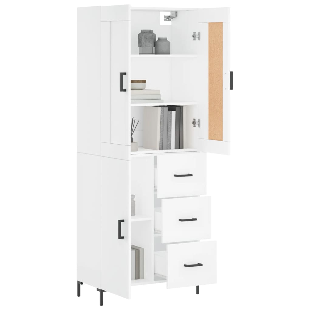Hoge Kast 69,5X34X180 Cm Bewerkt Hout Wit
