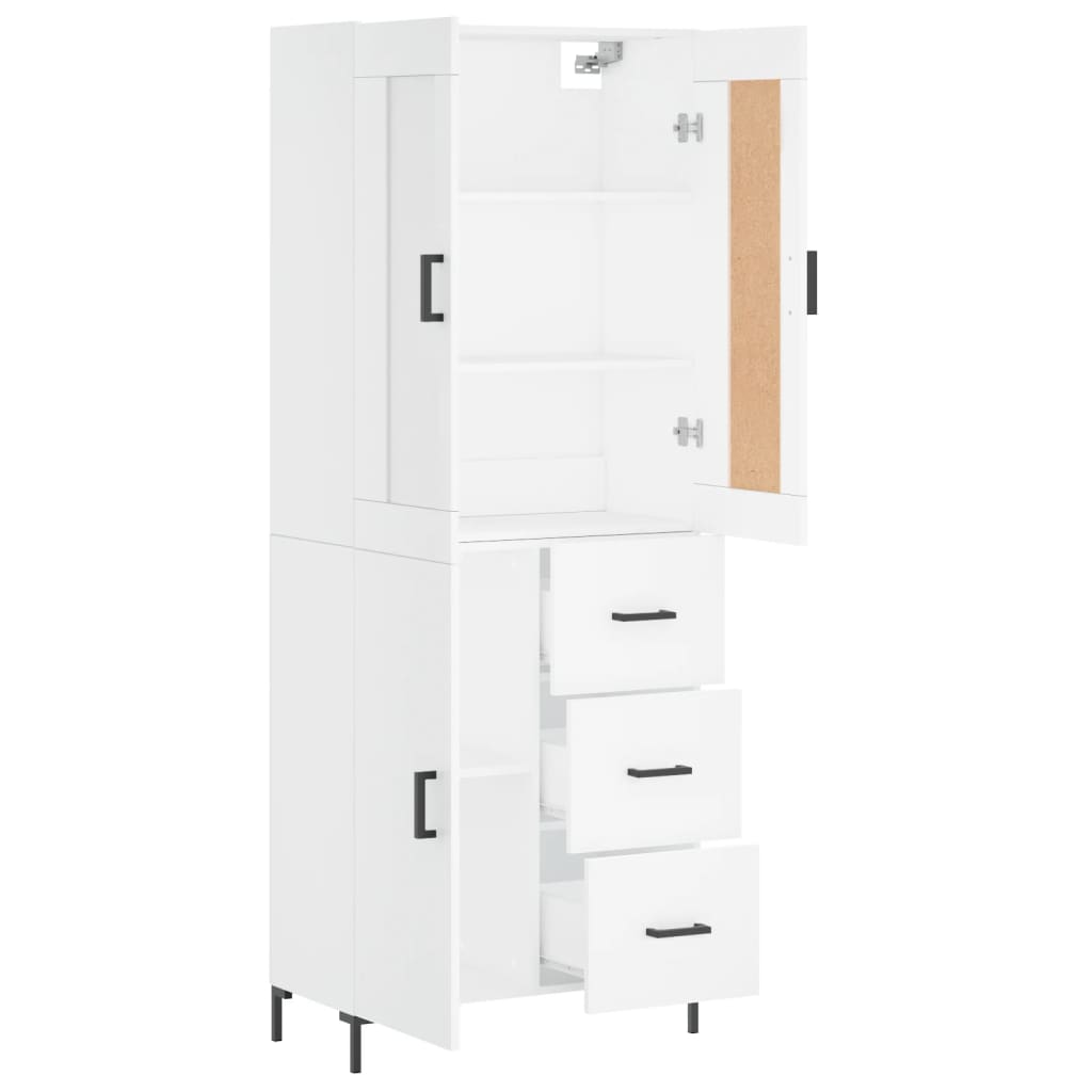 Hoge Kast 69,5X34X180 Cm Bewerkt Hout Wit