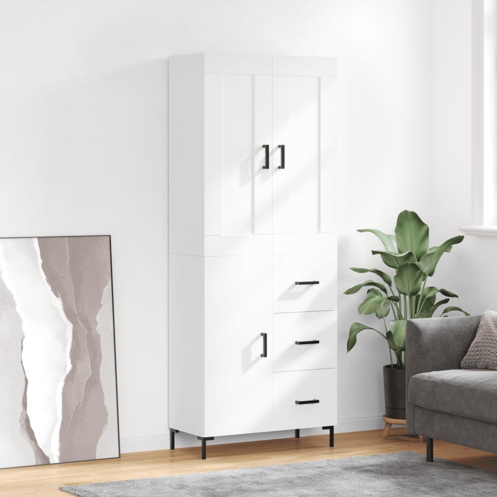 Hoge Kast 69,5X34X180 Cm Bewerkt Hout Wit