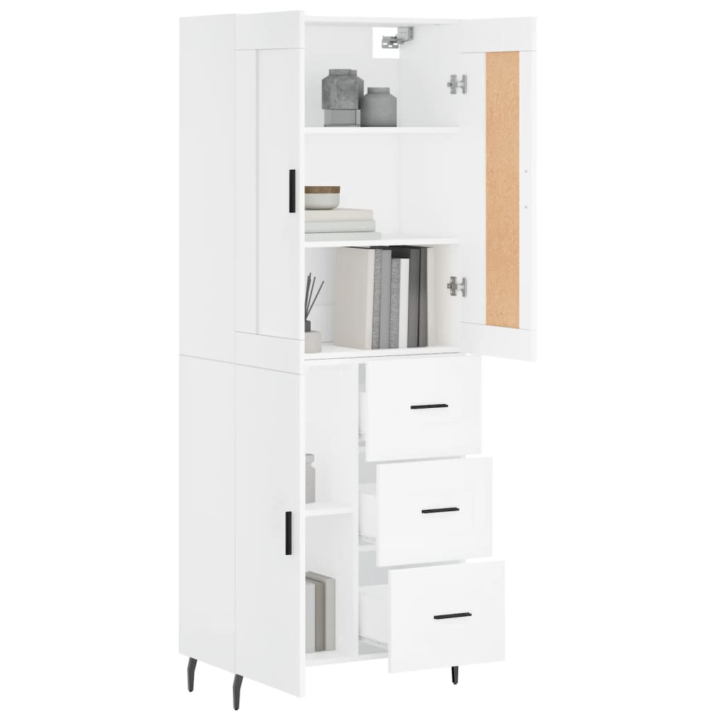 Hoge Kast 69,5X34X180 Cm Bewerkt Hout Wit
