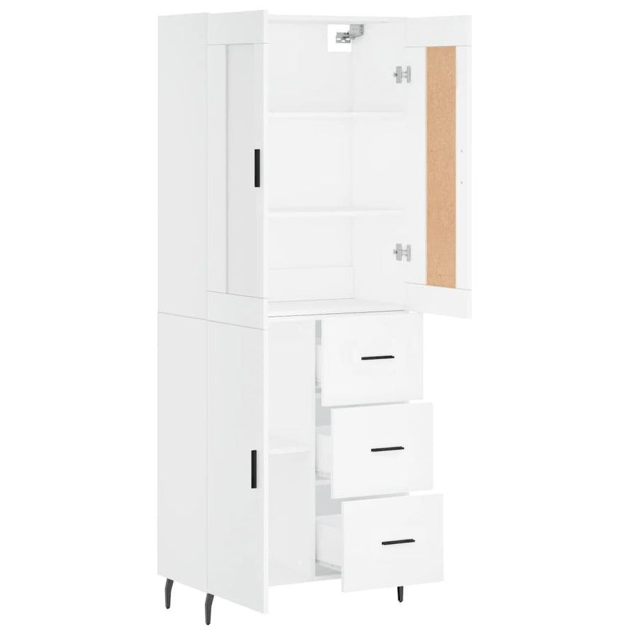 Hoge Kast 69,5X34X180 Cm Bewerkt Hout Wit