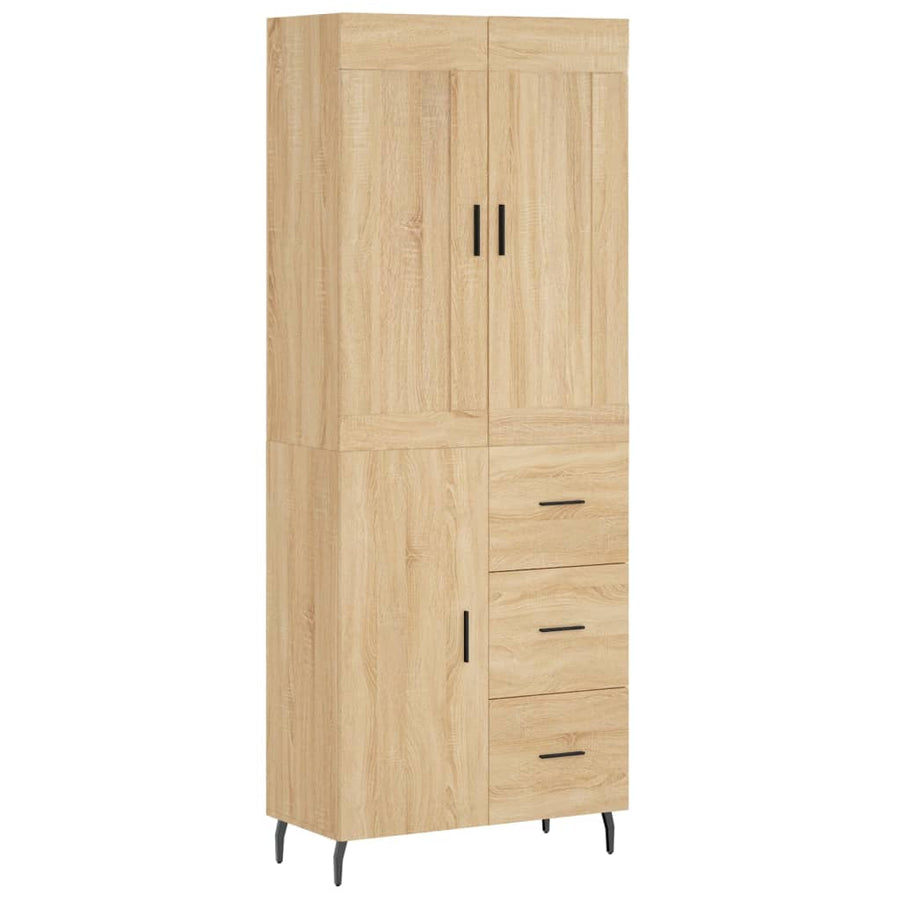Hoge Kast 69,5X34X80 Cm Bewerkt Hout Kleurig Sonoma eiken 1 deur 3 lades