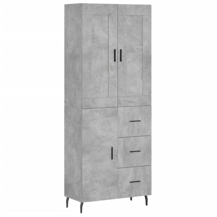 Hoge Kast 69,5X34X180 Cm Bewerkt Hout Betongrijs