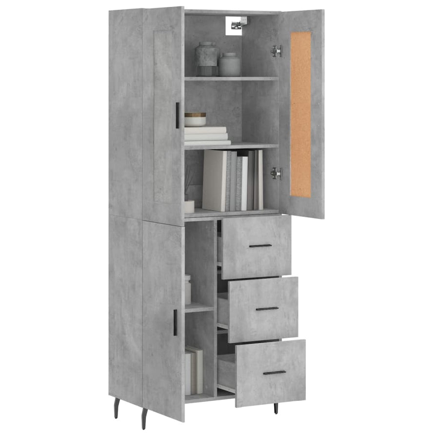 Hoge Kast 69,5X34X180 Cm Bewerkt Hout Betongrijs
