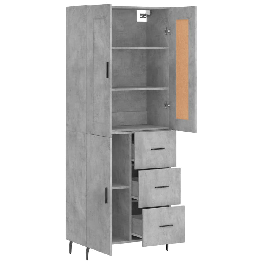 Hoge Kast 69,5X34X180 Cm Bewerkt Hout Betongrijs